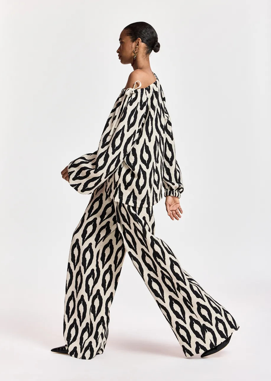 Essentiel Antwerp Kontent Wide-Leg Pant - Black/Off-White