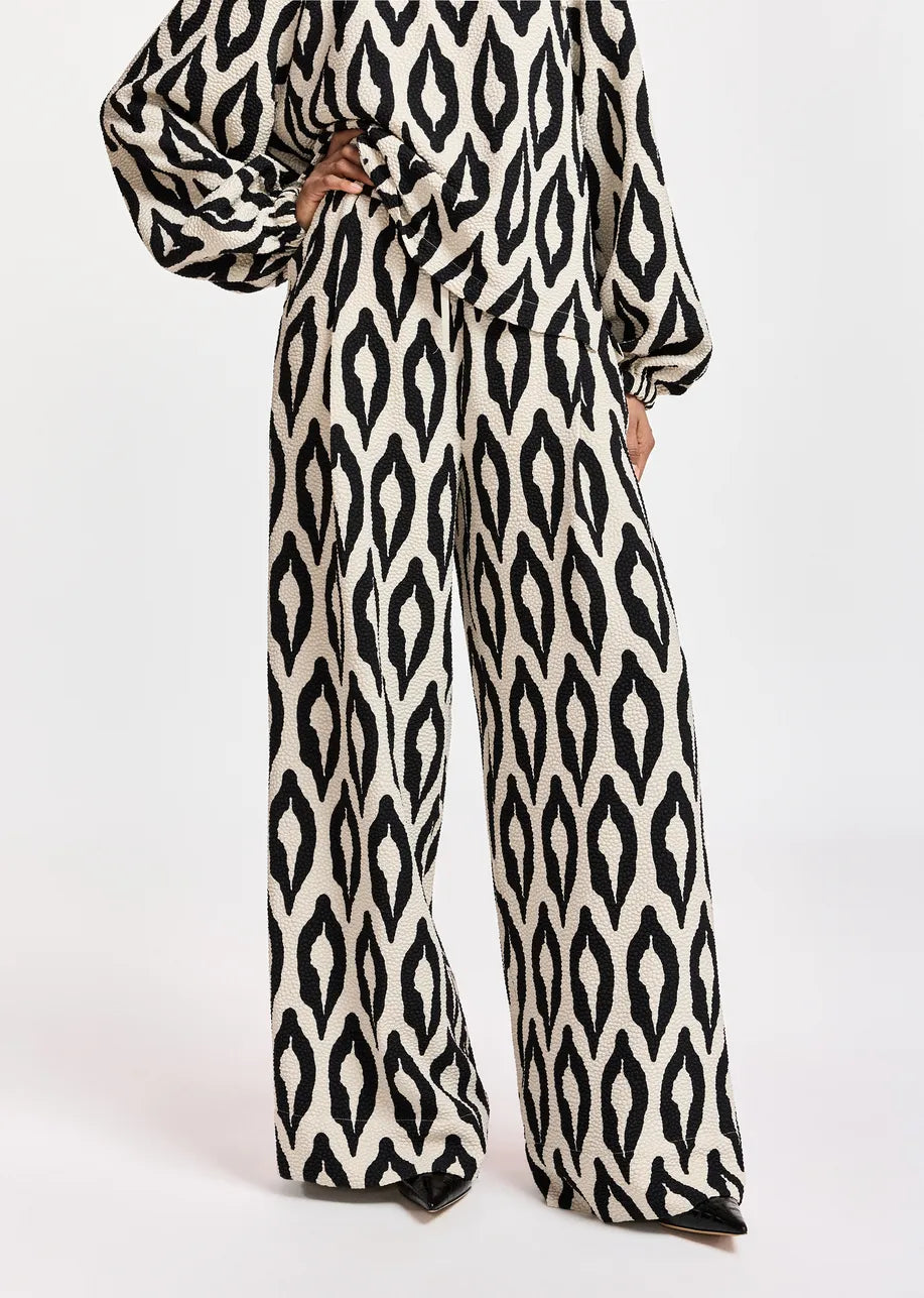 Essentiel Antwerp Kontent Wide-Leg Pant - Black/Off-White