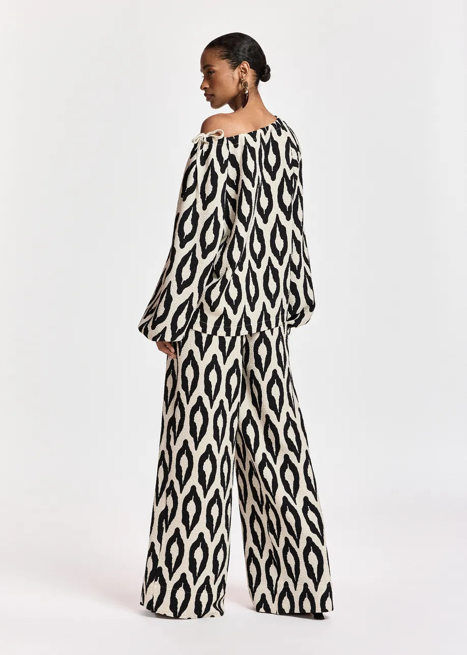 Essentiel Antwerp Kontent Wide-Leg Pant - Black/Off-White