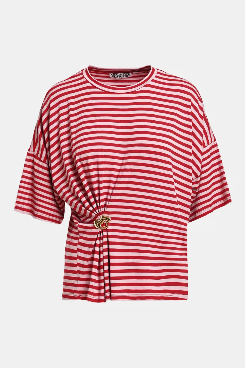 Essentiel Antwerp Kriss Striped Brooch T-Shirt