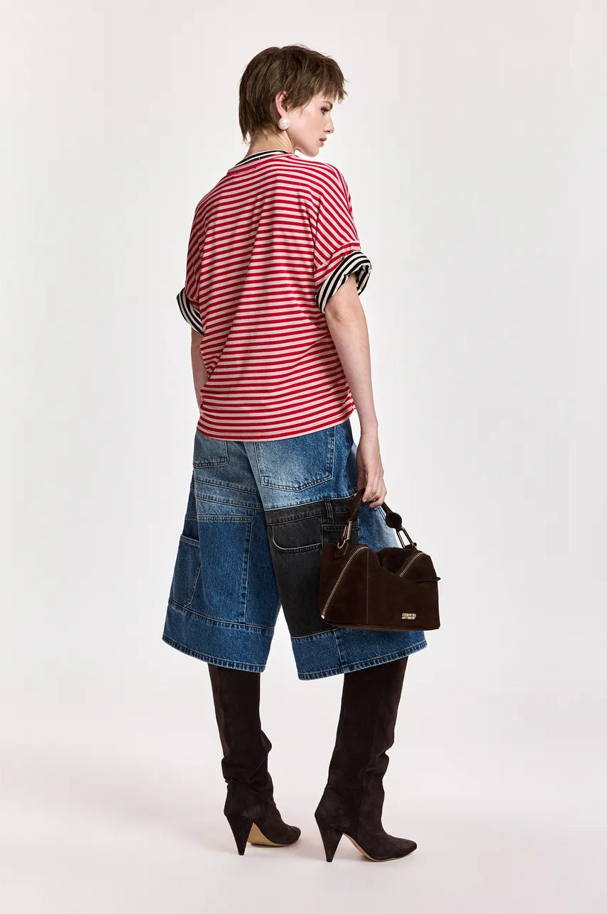 Essentiel Antwerp Kriss Striped Brooch T-Shirt