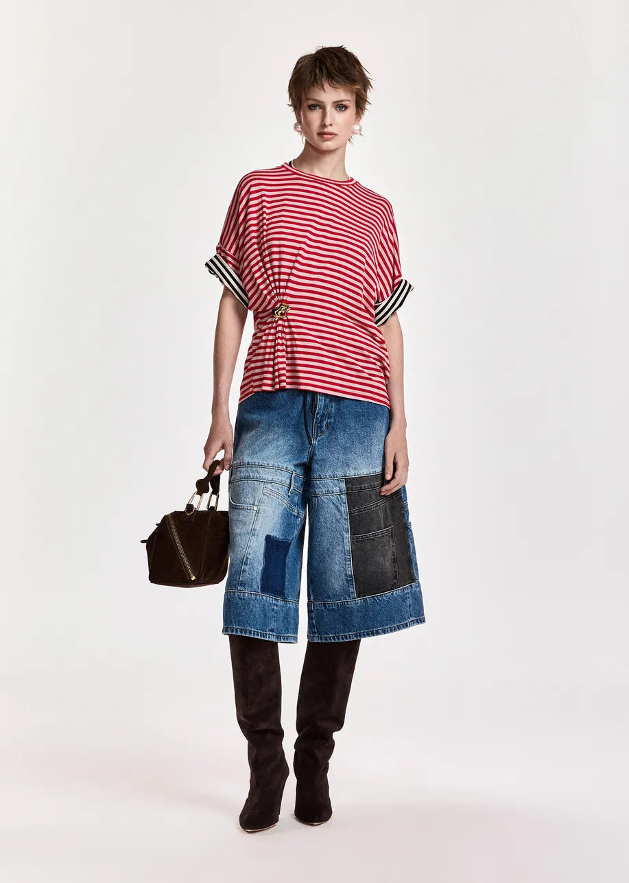 Essentiel Antwerp Kriss Striped Brooch T-Shirt