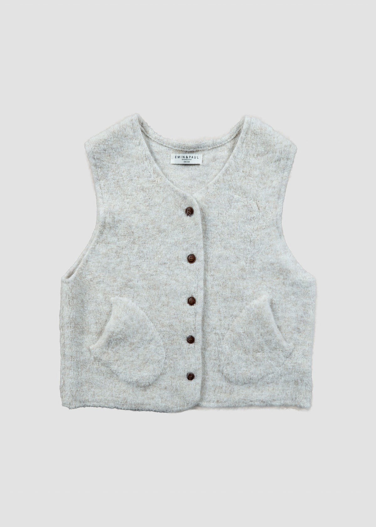 Emin and Paul Fuzzy Knit Vest - Cream