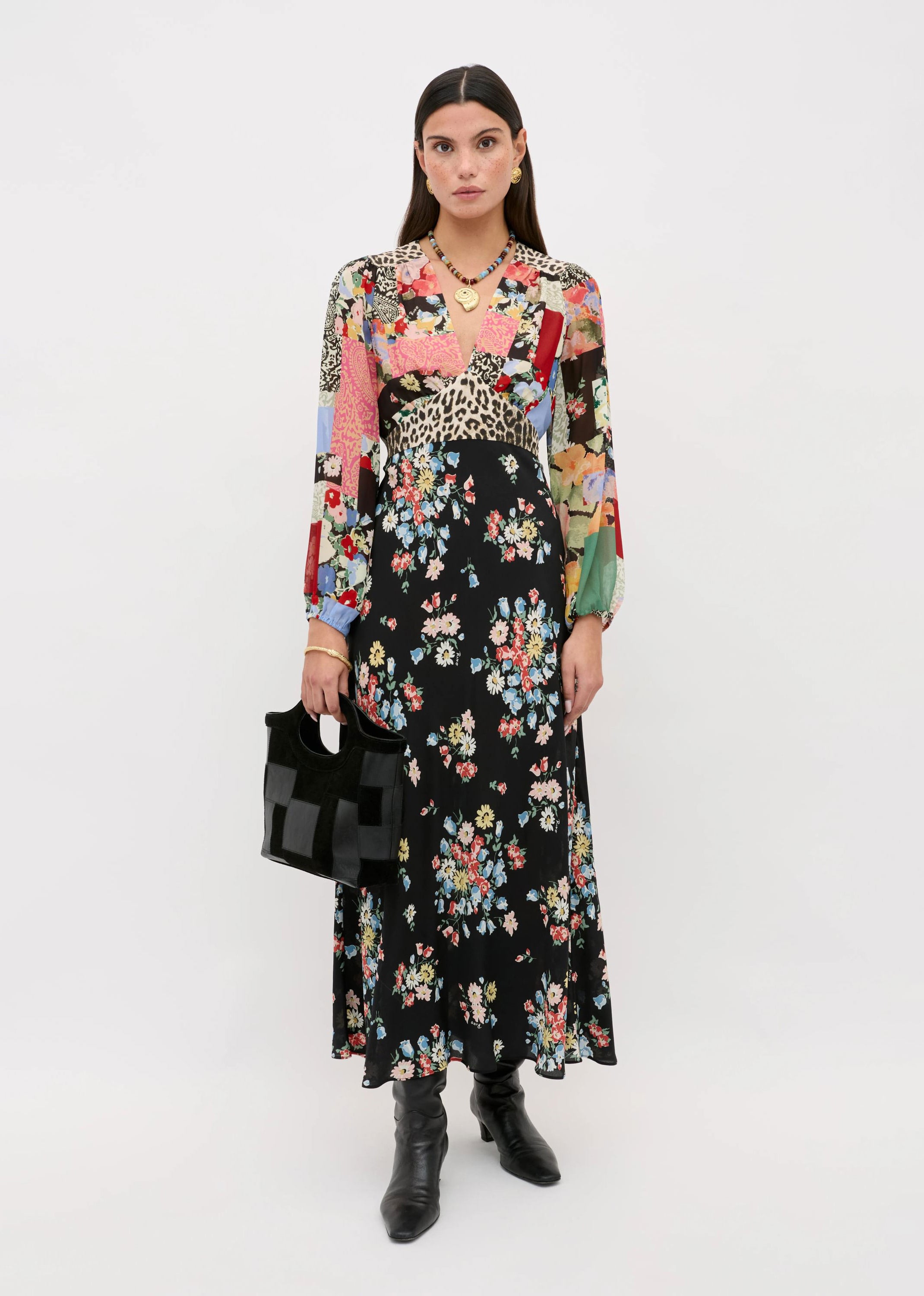 Rixo Kaila Dress - Amelia Patchwork Mix Multi