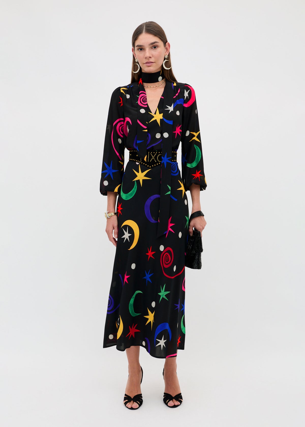 Rixo Kelly Skirt - Cosmos Stars Black