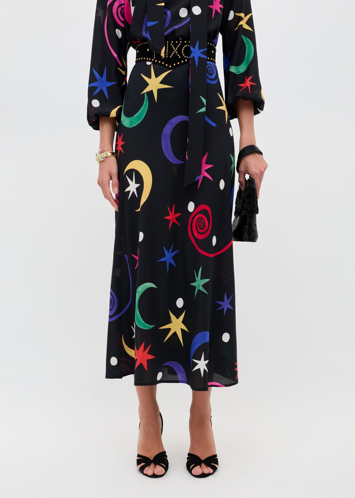 Rixo Kelly Skirt - Cosmos Stars Black