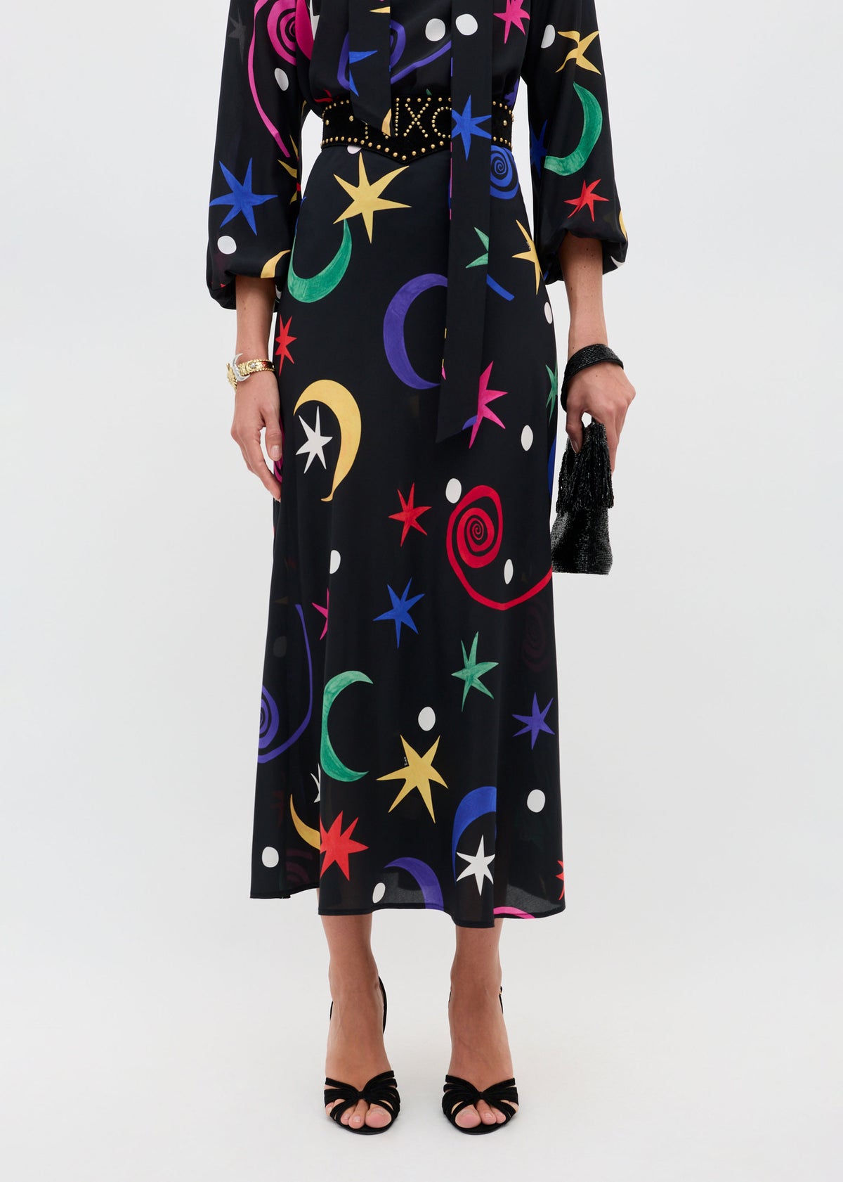 Rixo Kelly Skirt - Cosmos Stars Black