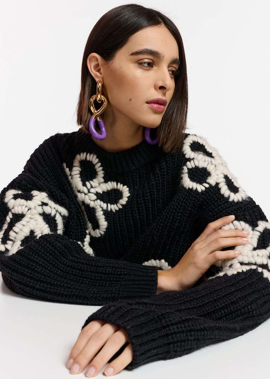 Essentiel Antwerp -Eschew Embroidered Pullover - Combo Black