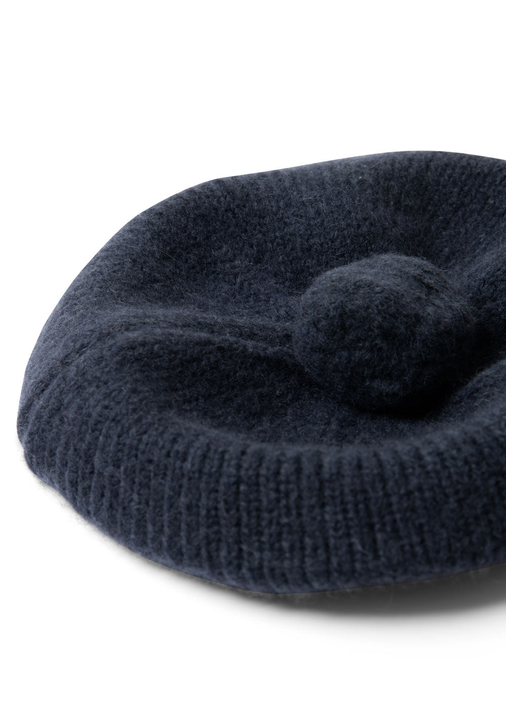 Damson Madder Knitted Pom Pom Beret - Navy