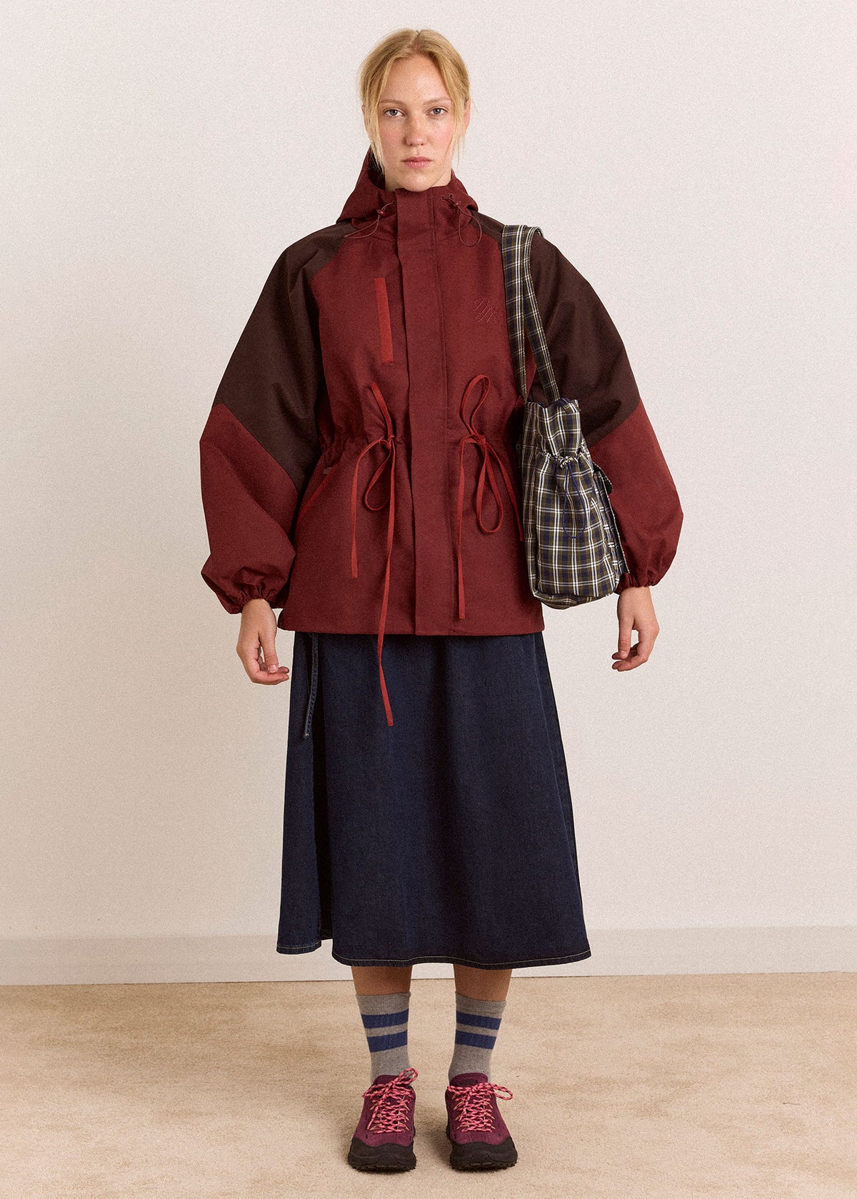Damson Madder Liu Shower Proof Raincoat - Burgundy
