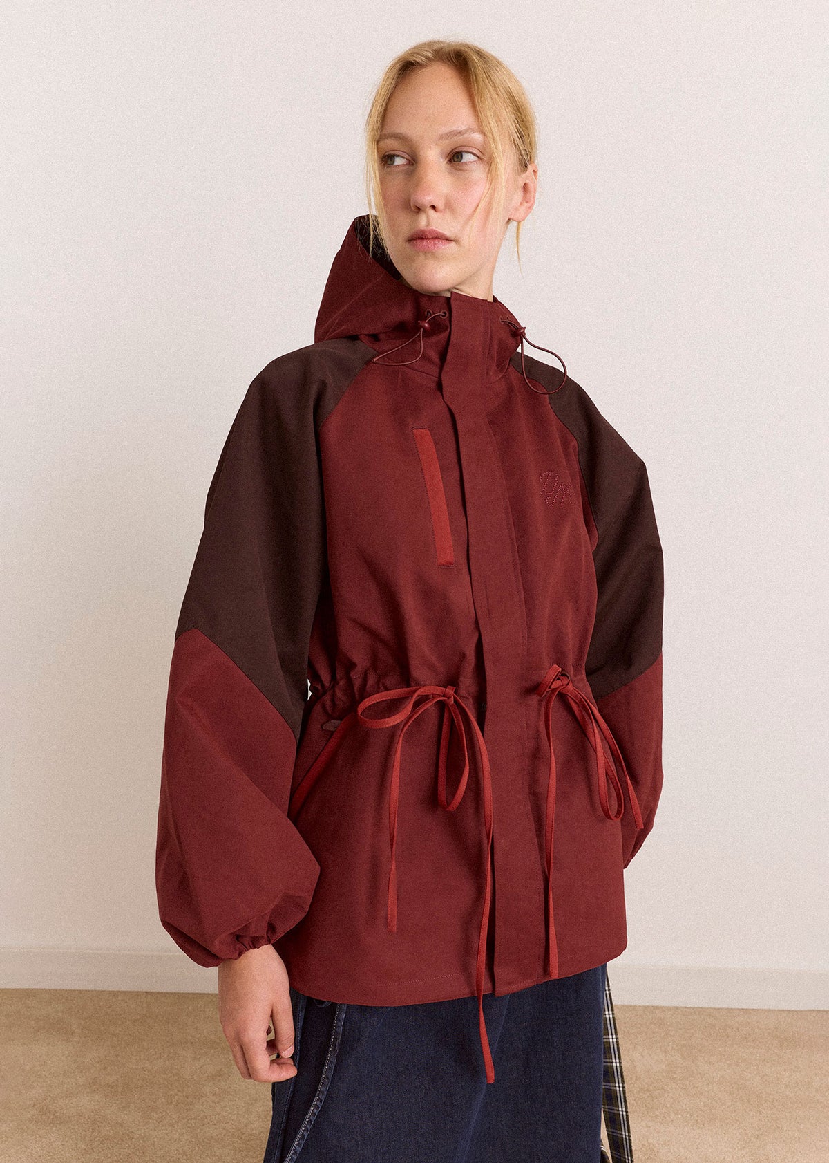 Damson Madder Liu Shower Proof Raincoat - Burgundy