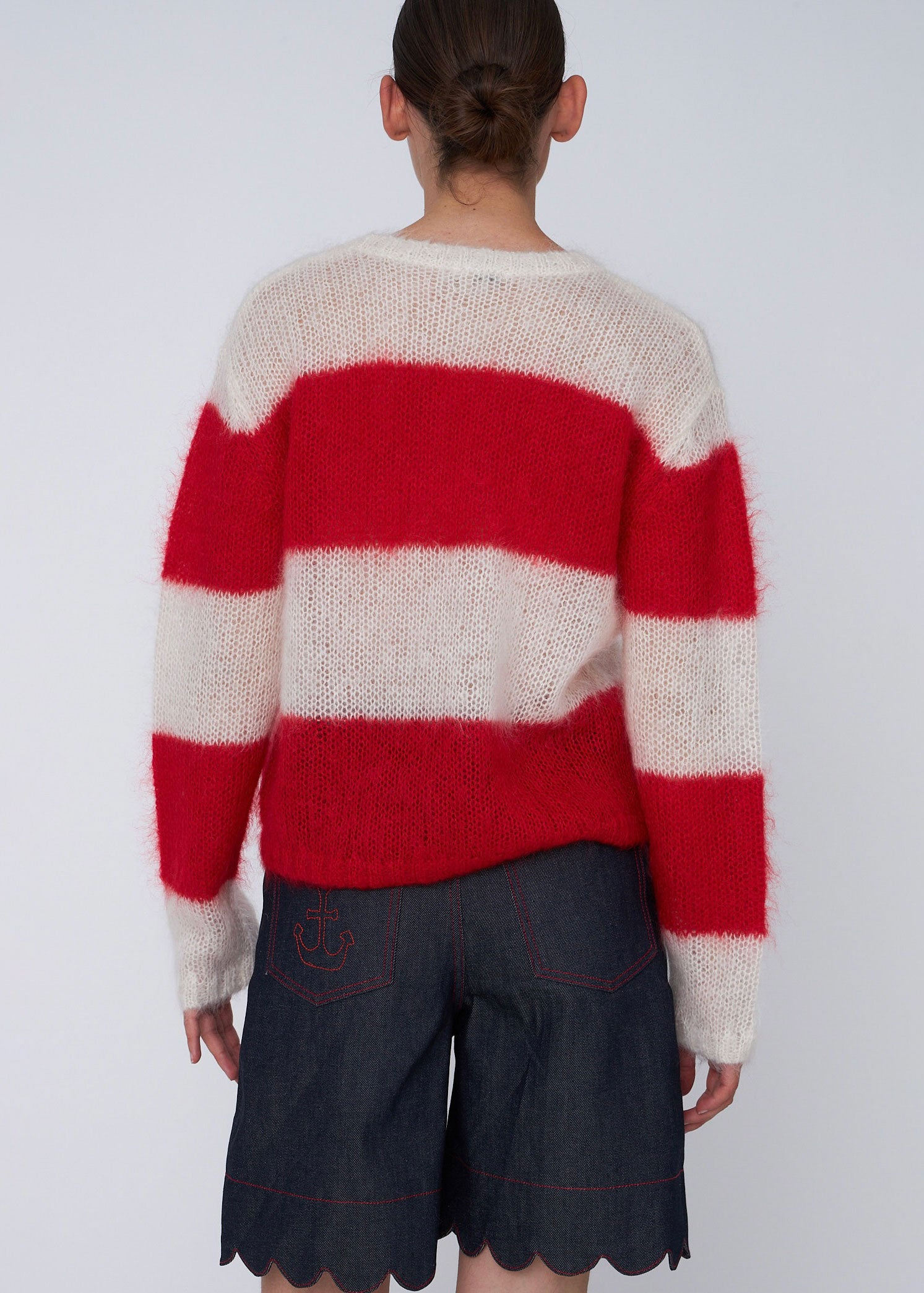 Stella Nova Striped Luxury Mohair Sweater - Ivory