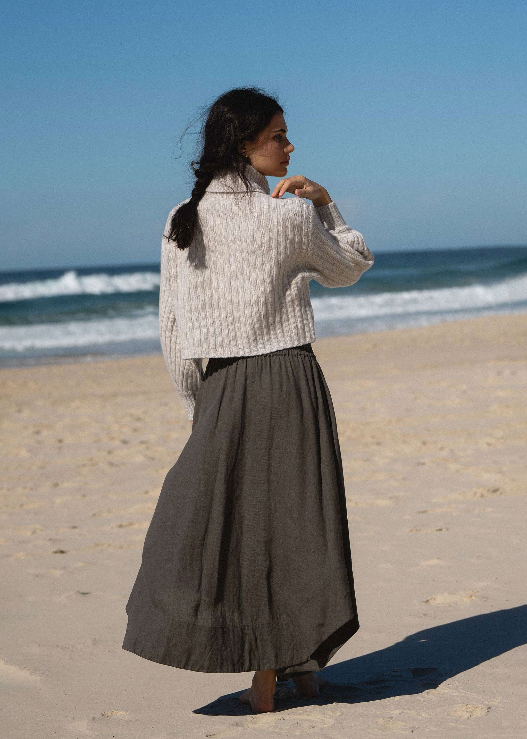 Lilly Pilly Hannah Linen Skirt - Khaki