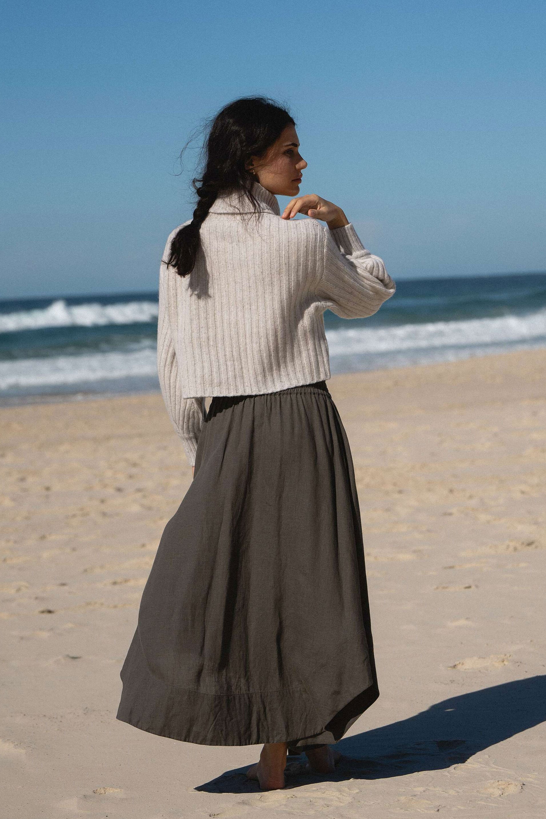 Lilly Pilly Hannah Linen Skirt - Khaki