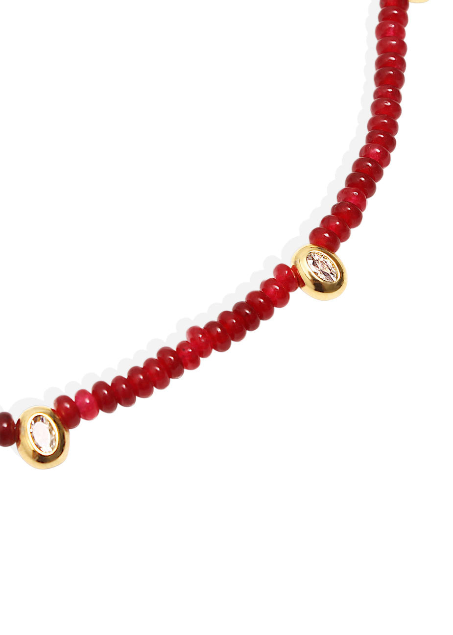 By Alona Lucie Necklace - Gold and Red Jade