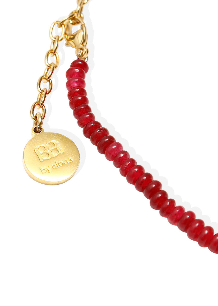 By Alona Lucie Necklace - Gold and Red Jade