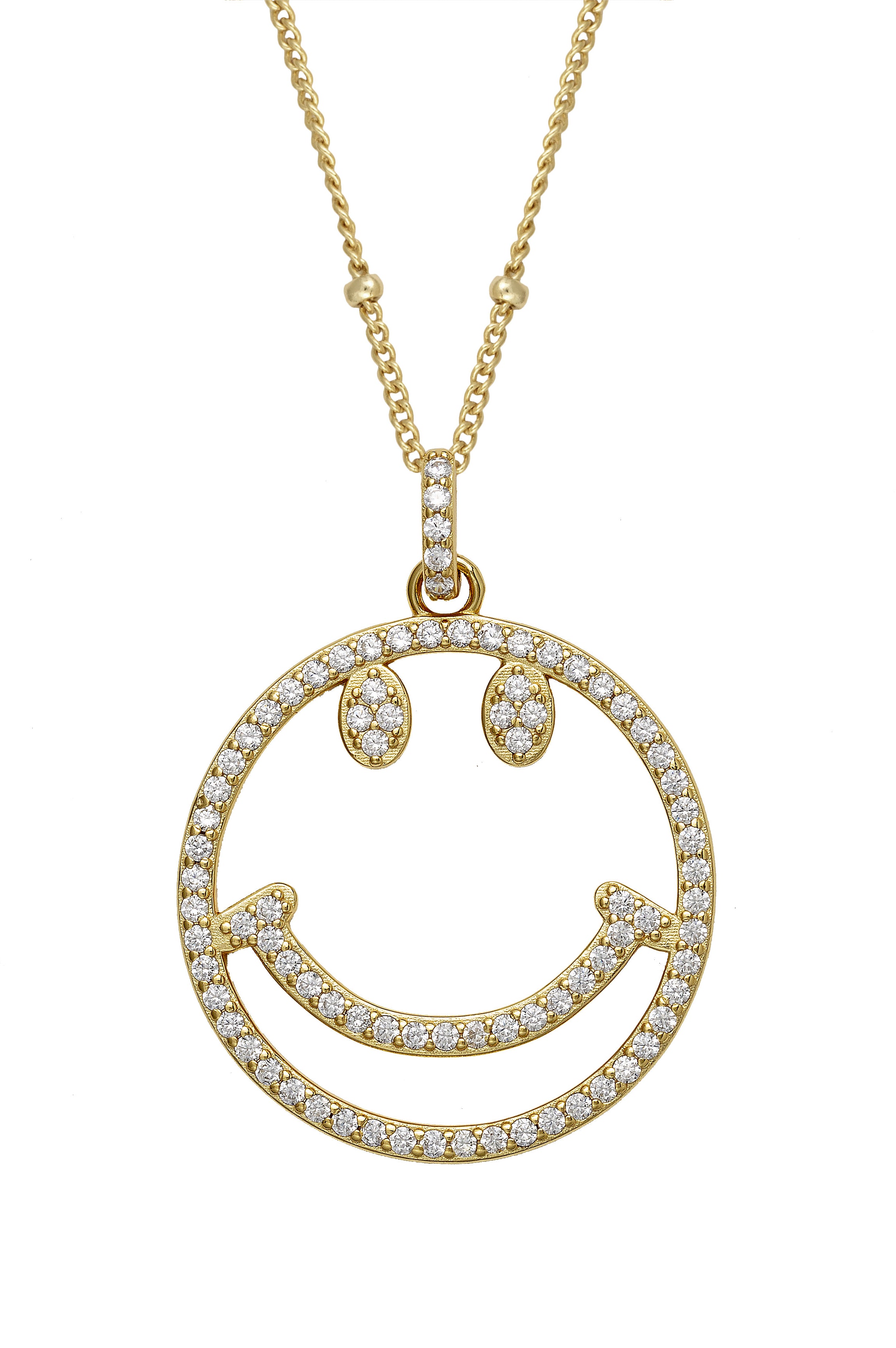 Atelier18 Zirconia Smile Pendant with 32" Belcher Chain