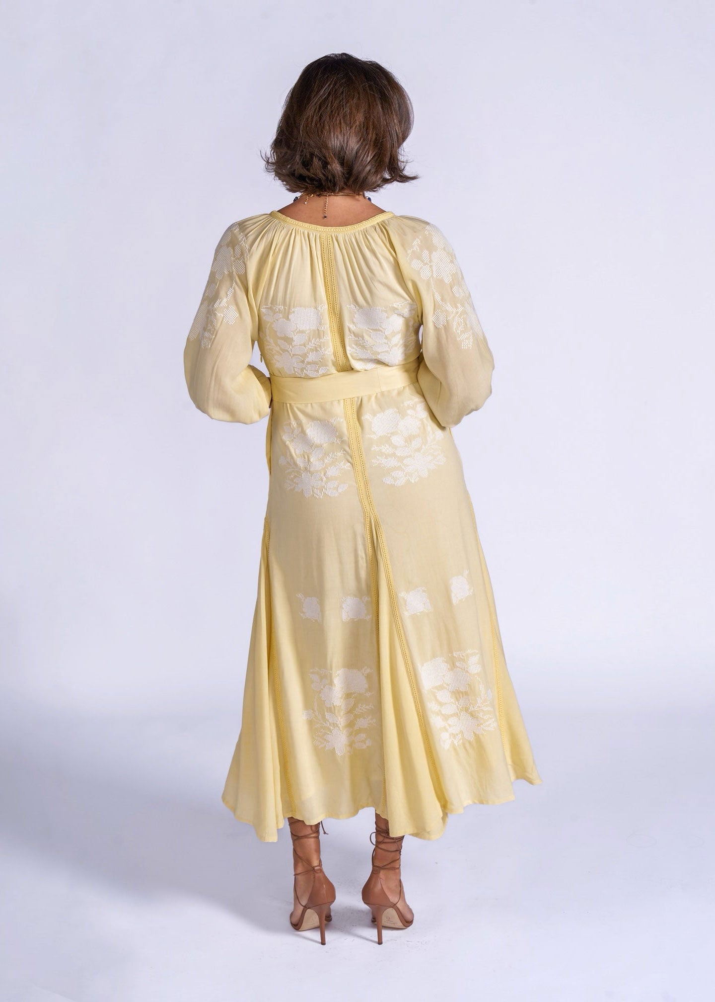 New Day Originals Rear three-quarter view, gathered round neckline and embroidered back panels