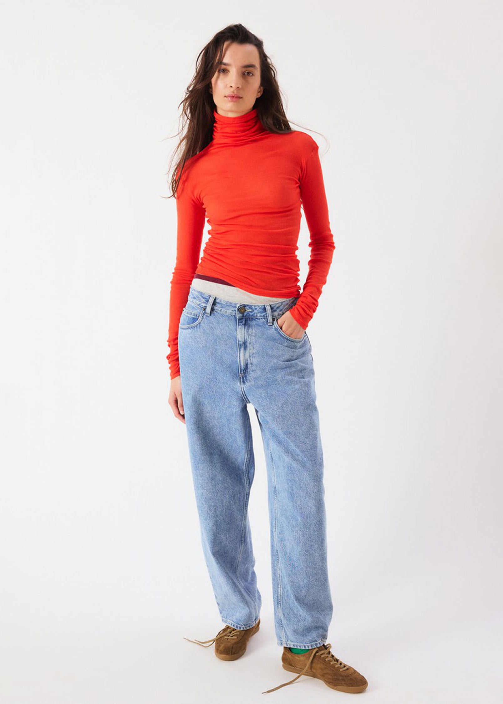 American Vintage Massachusetts Roll Neck T-Shirt - Vintage Strawberry