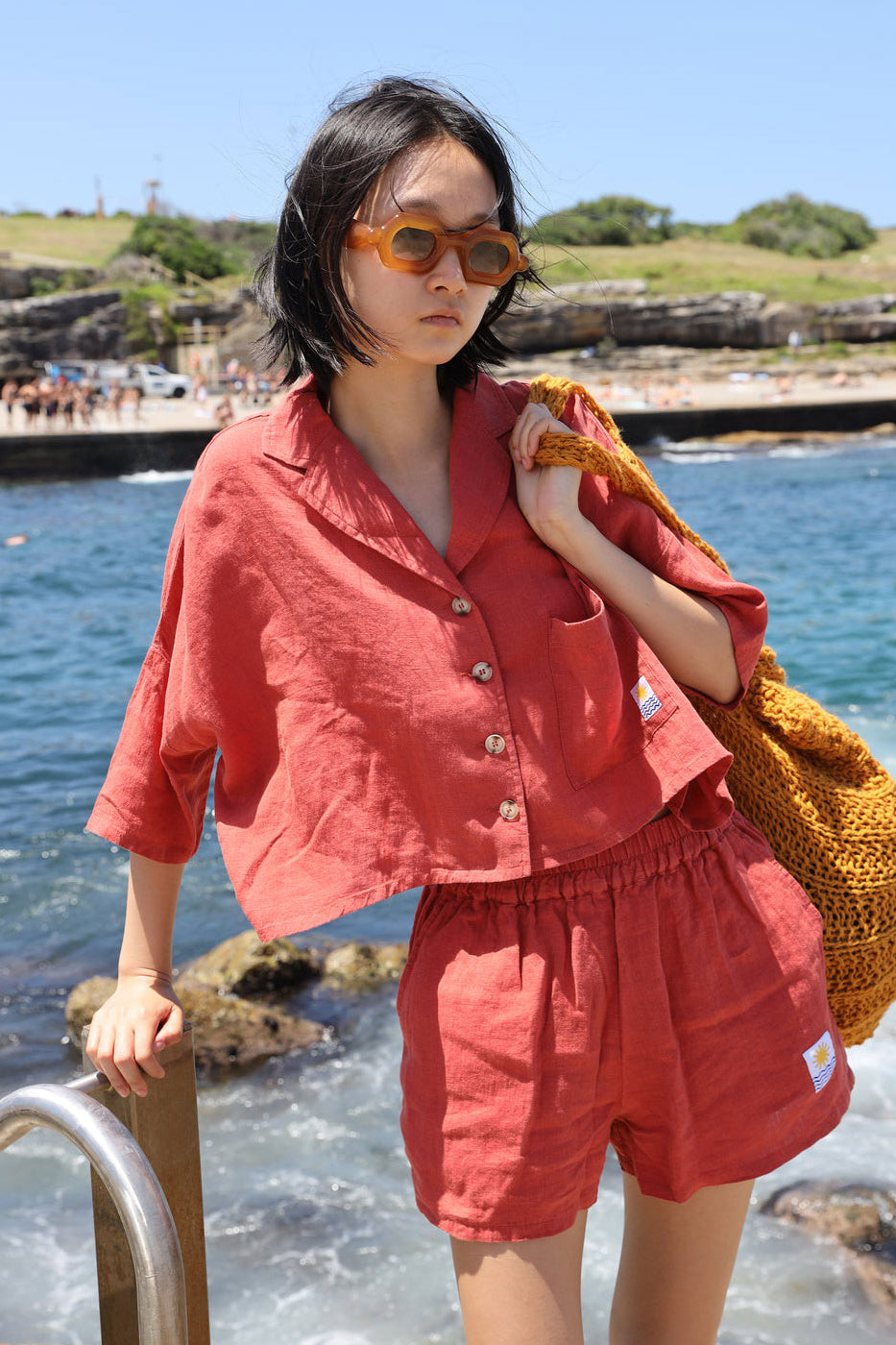 L.F.Markey Maxim Linen Shirt - Paprika