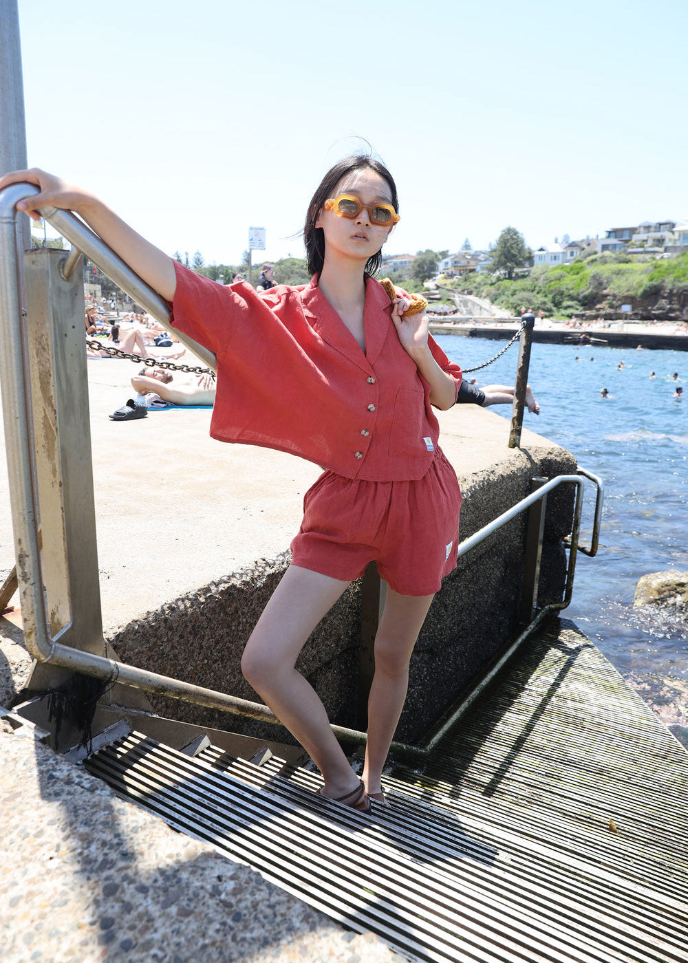 L.F.Markey Maxim Linen Shirt - Paprika