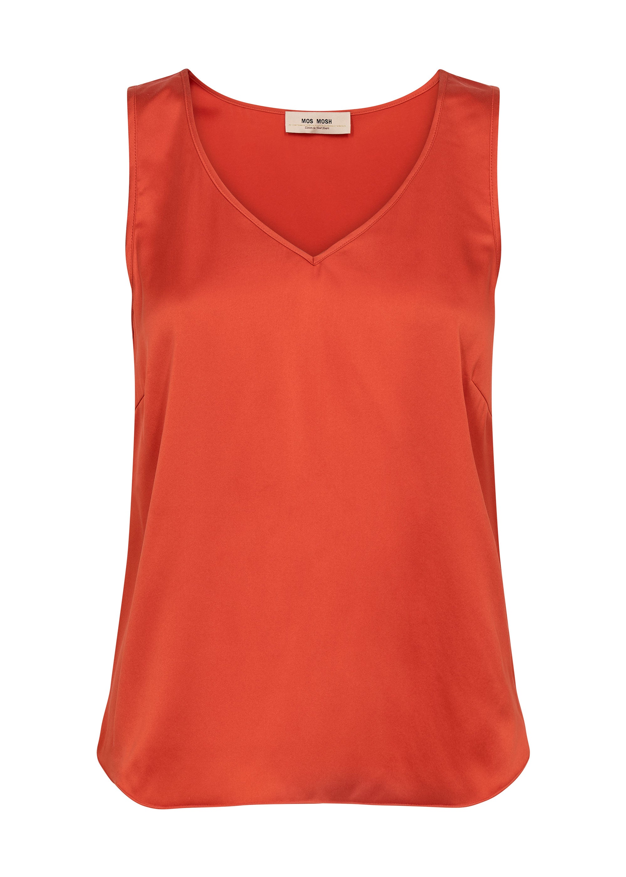 MOS MOSH MMAstrid V-Neck Silk Tank Top - Spicy Orange