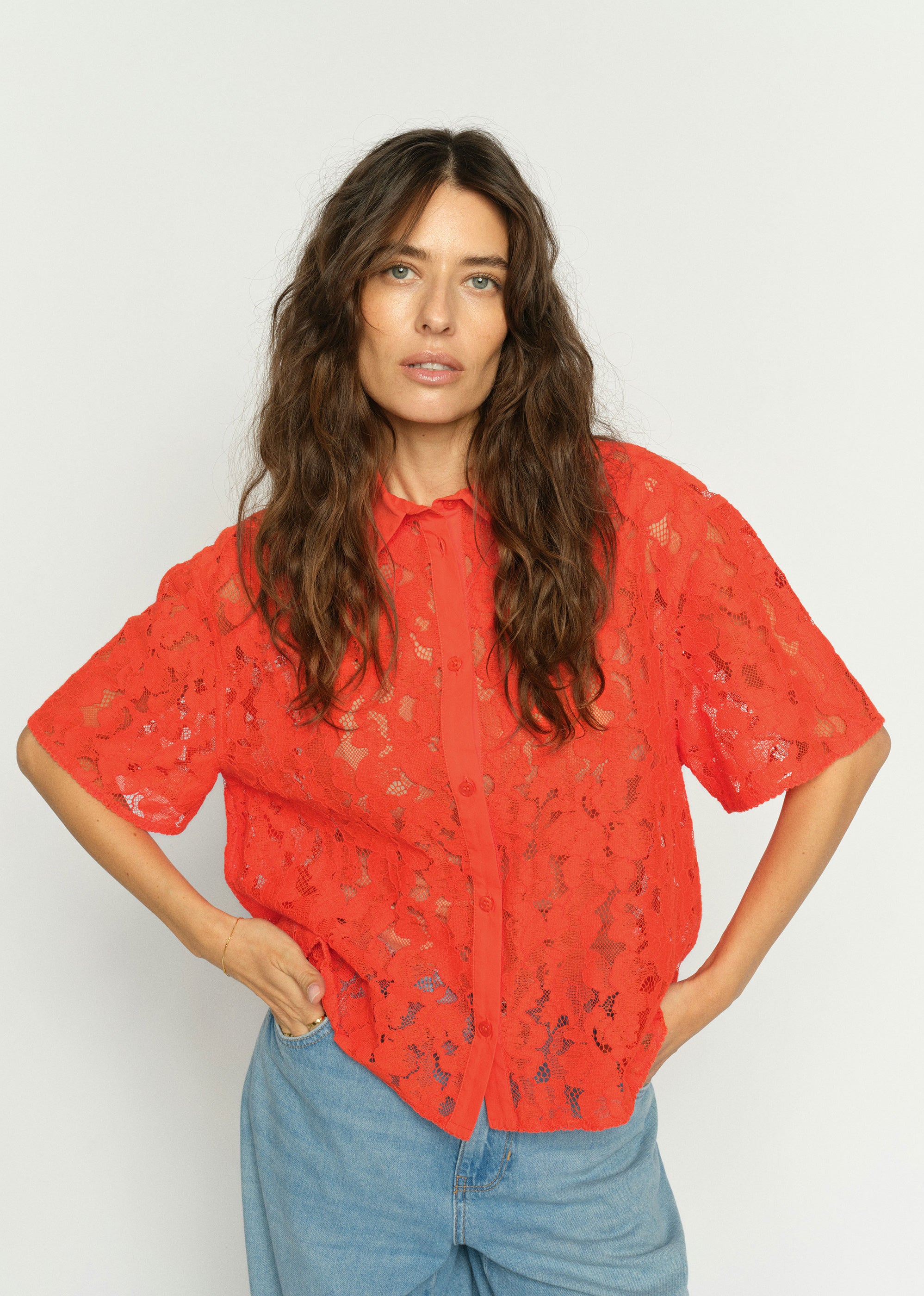 MOS MOSH MMLia River Lace Shirt - Spicy Orange