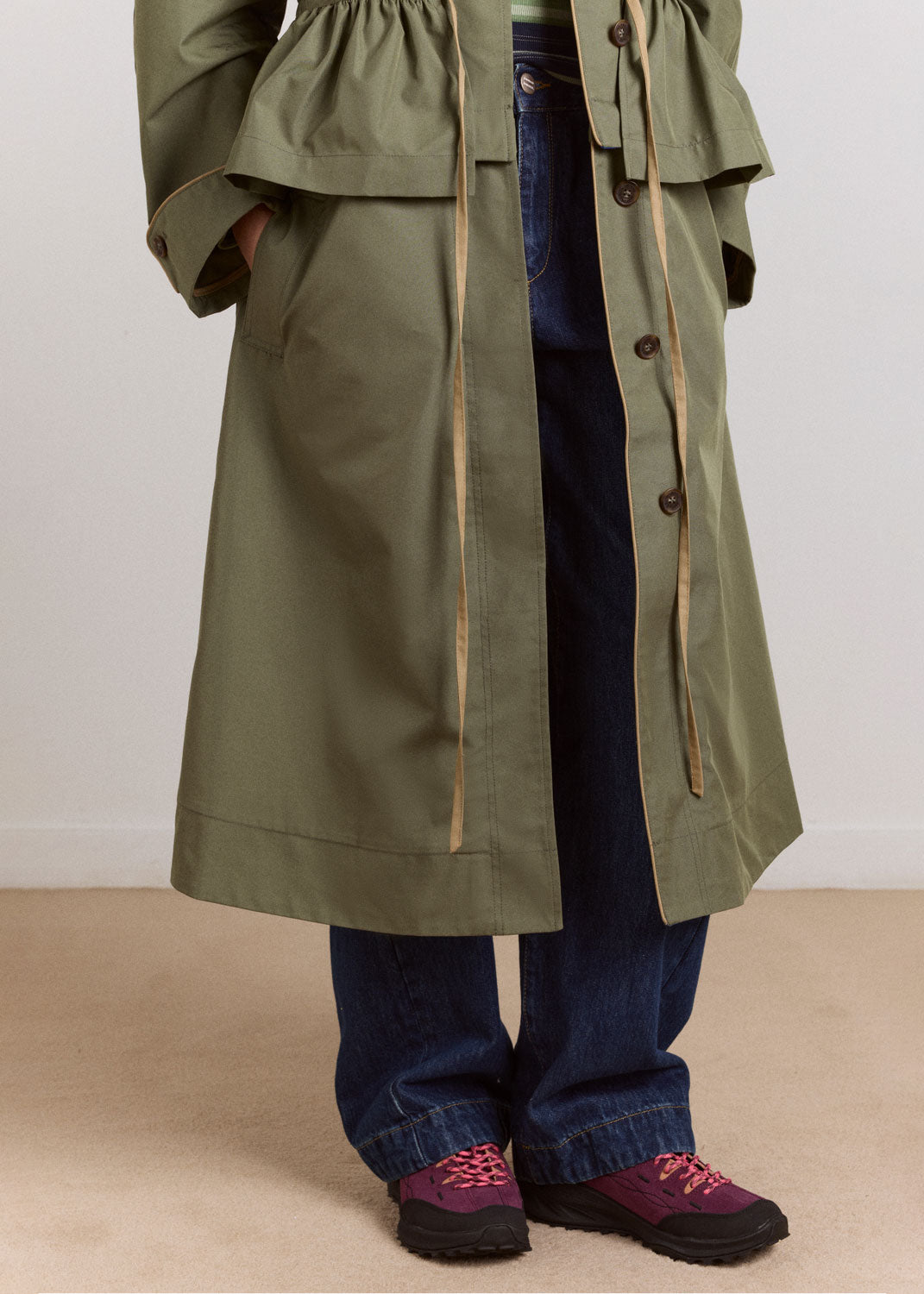 Damson Madder Myrtle Trench - Khaki