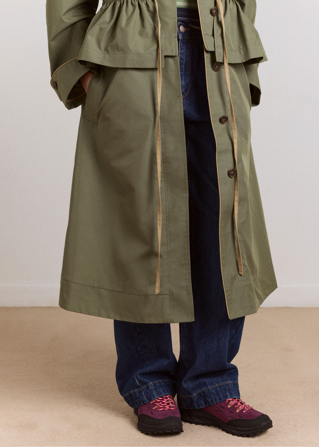 Damson Madder Myrtle Trench - Khaki