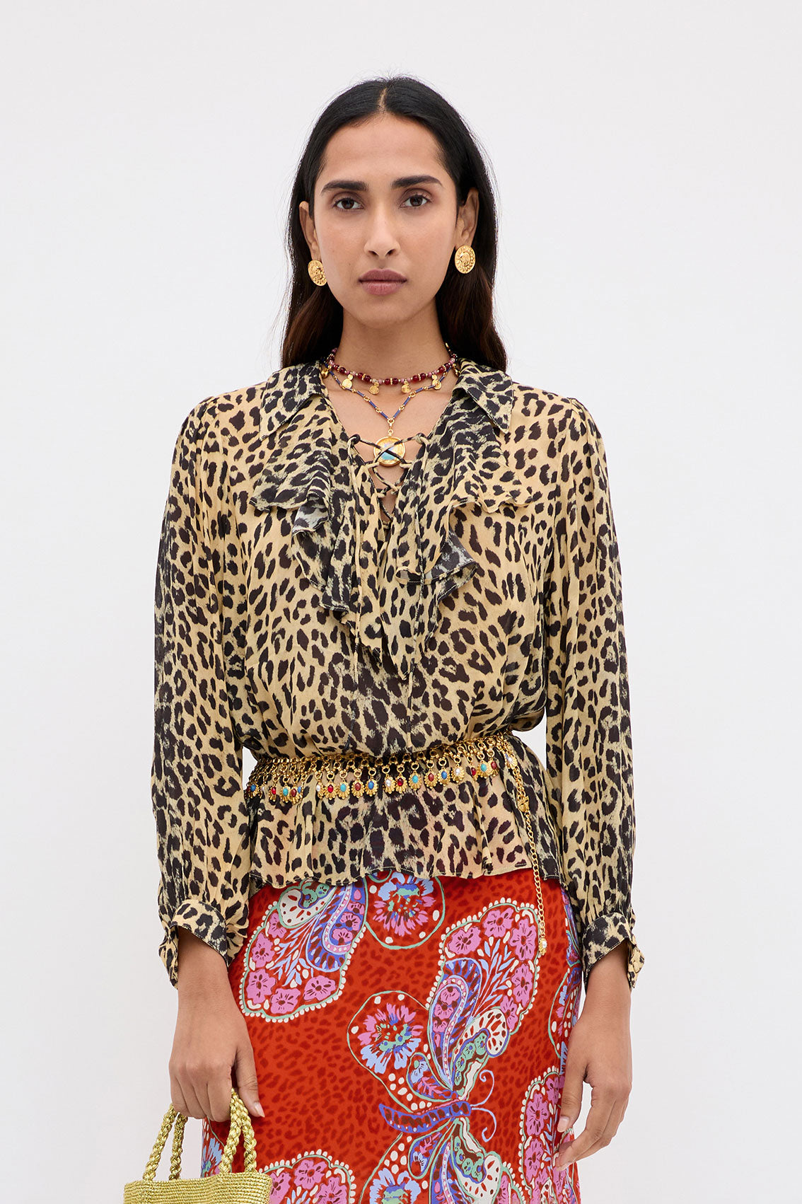 Rixo Milia Top - Nina Leopard Brown