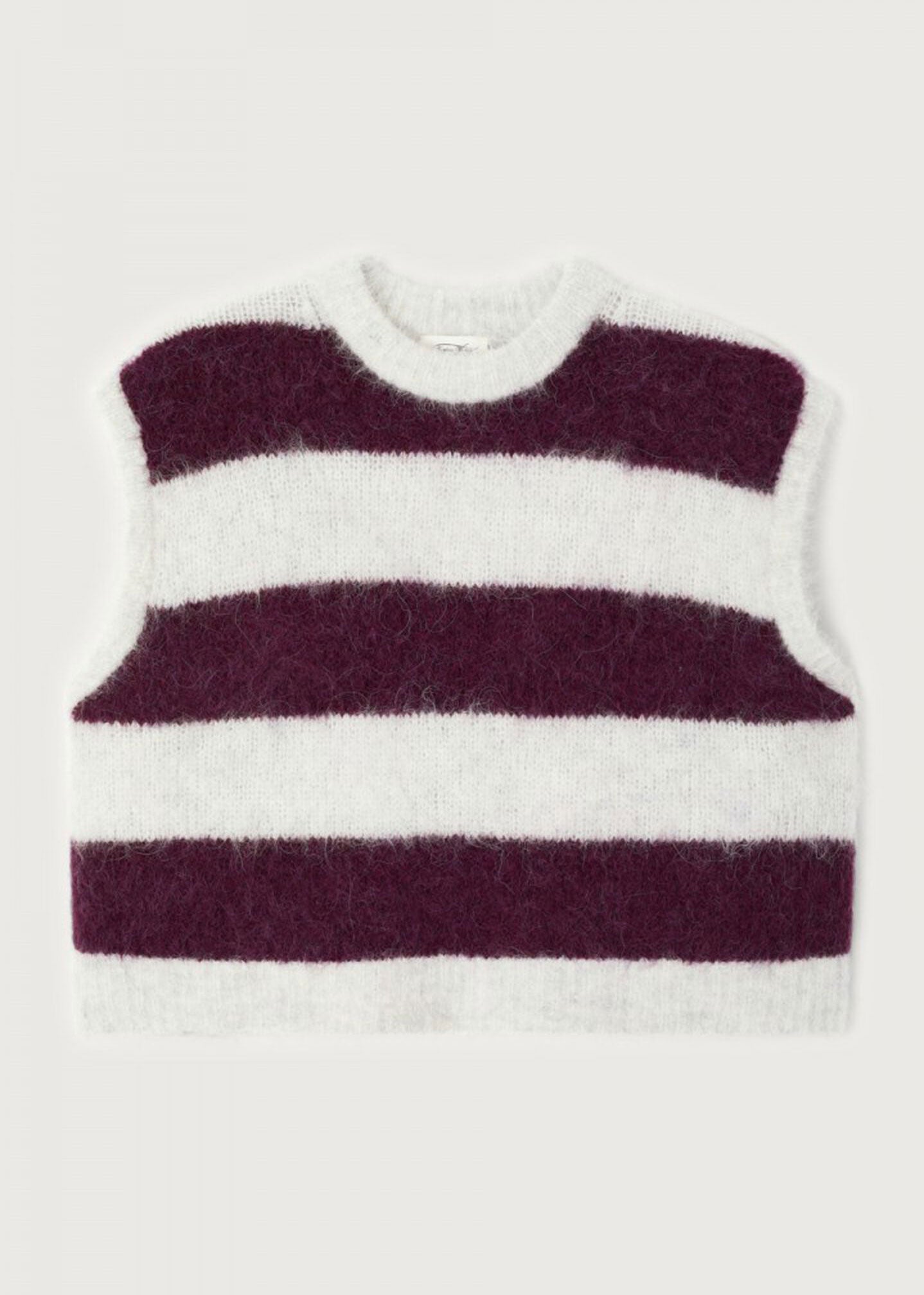 American Vintage Niby Sleeveless Sweater - Cranberry Stripes