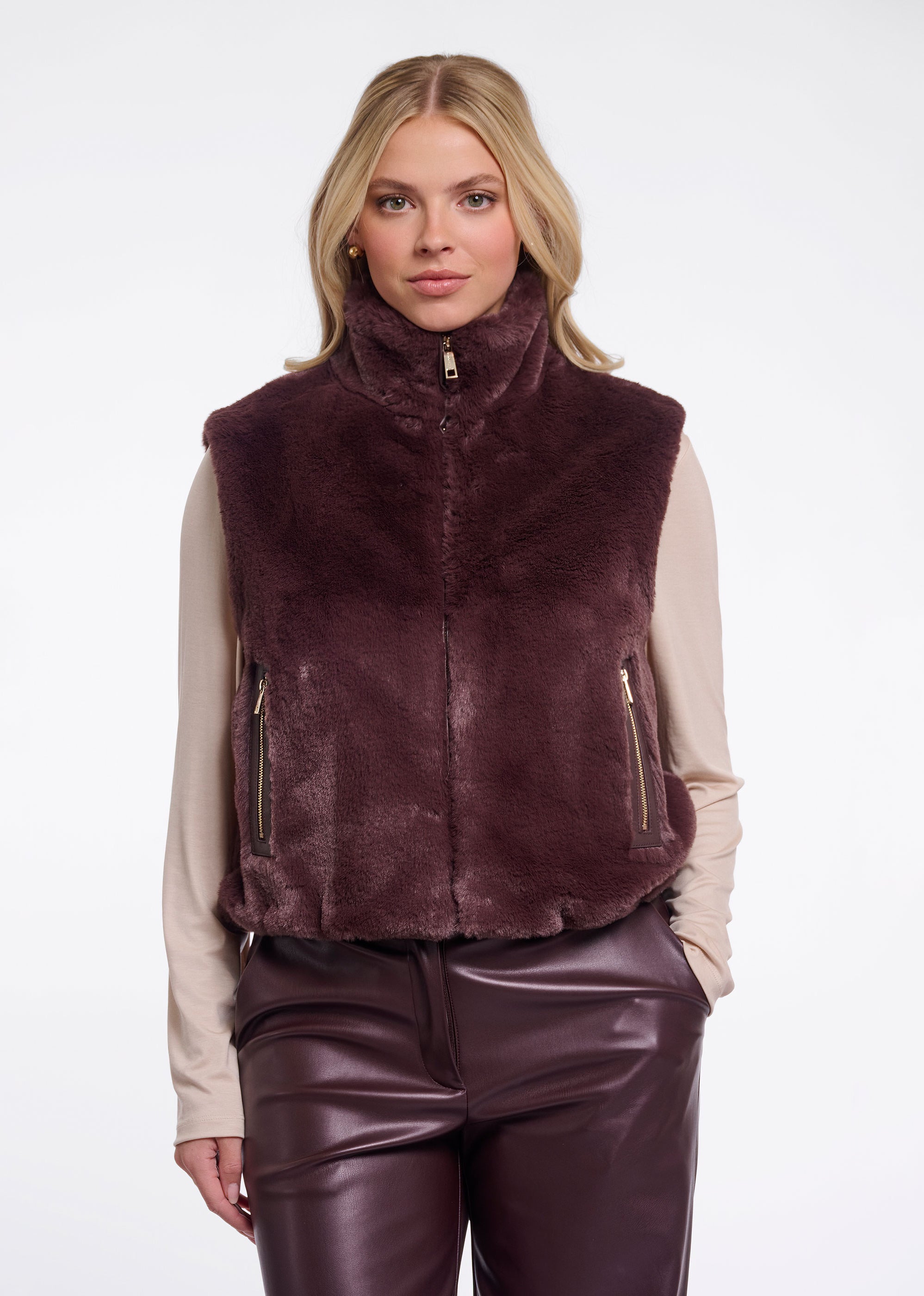 Rino & Pelle Nikki Short Waistcoat - Choclate Bean