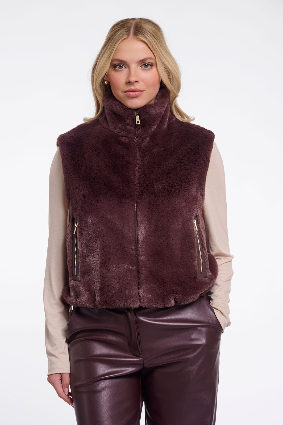 Rino & Pelle Nikki Short Waistcoat - Chocolate Bean