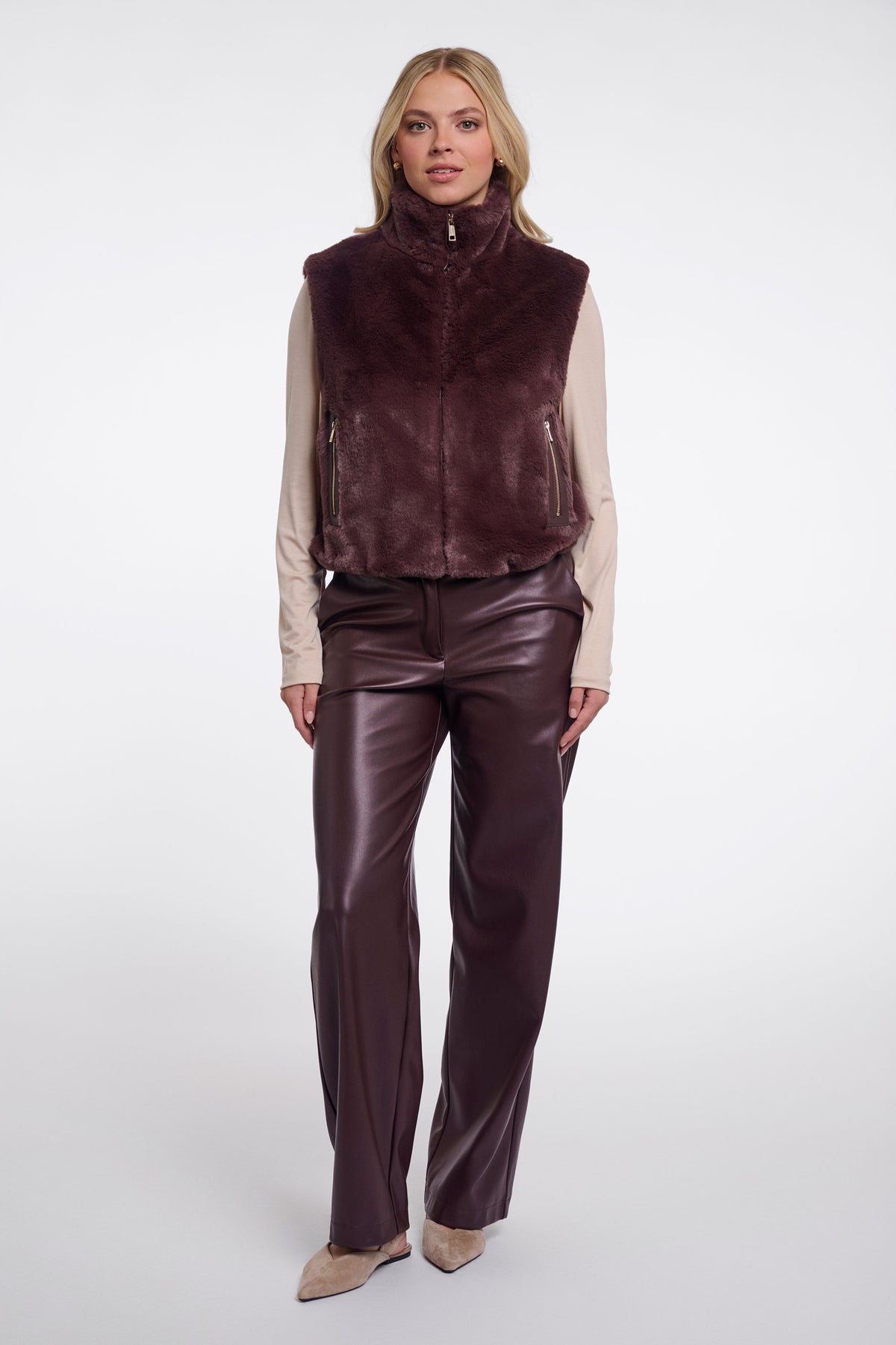 Rino & Pelle Nikki Short Waistcoat - Chocolate Bean