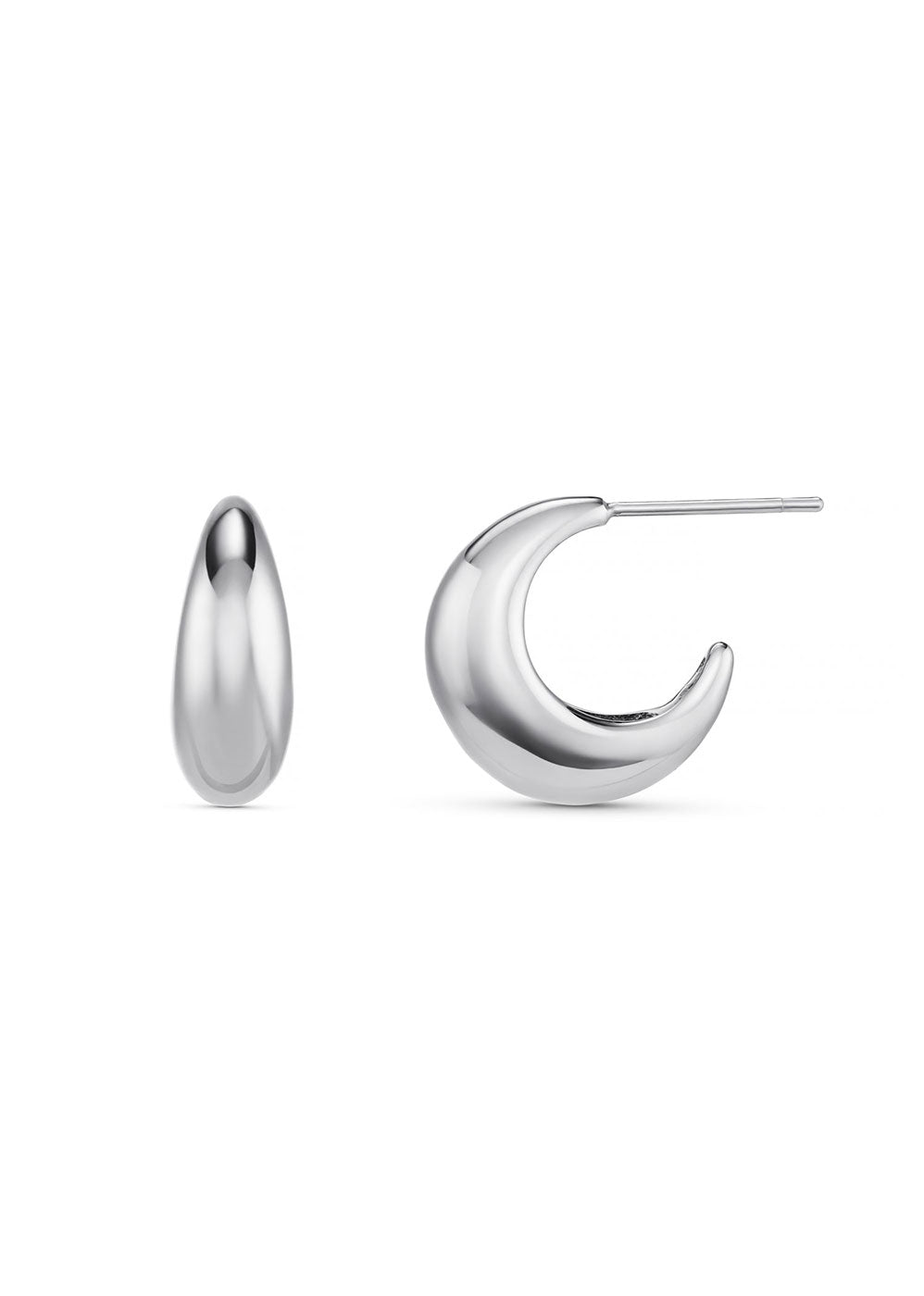 Orelia LUXE Tapered Dome Hoop Earrings - Silver