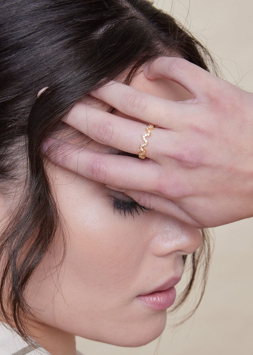 Orelia Pave Wave Ring - Gold