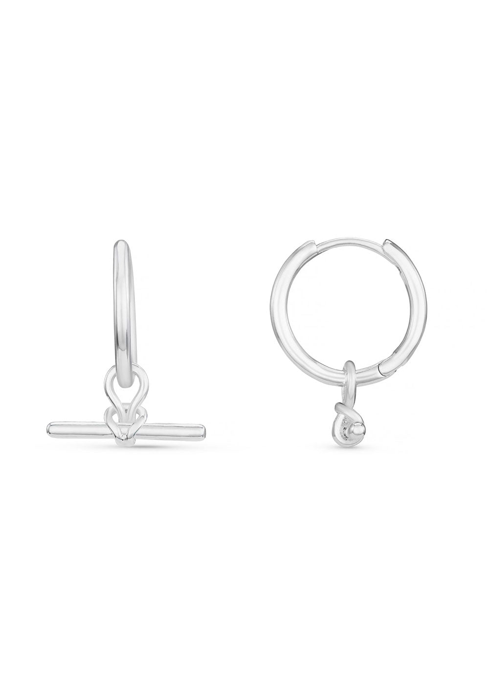 Orelia Dainty T-Bar Knot Hoop Earrings - Silver
