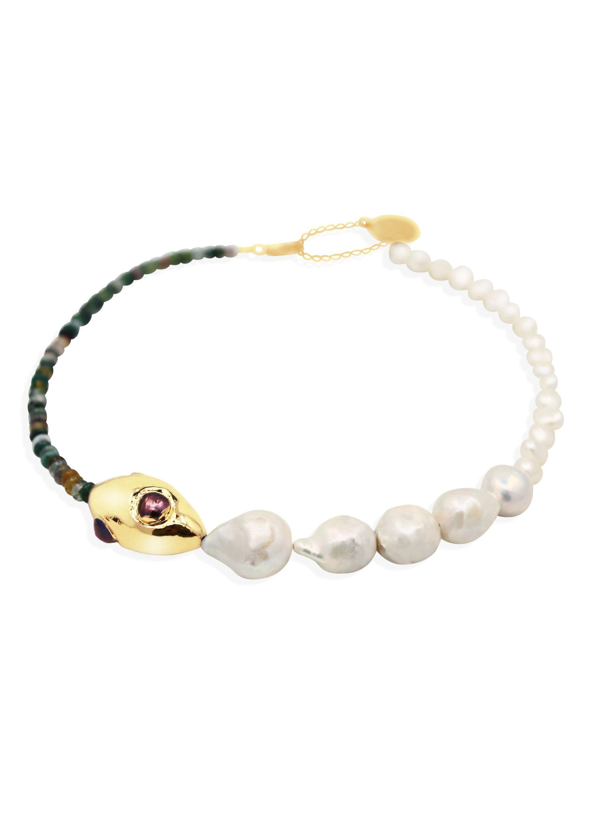 By Alona Orion Necklace - Gold with Indian Agate and Pearls
