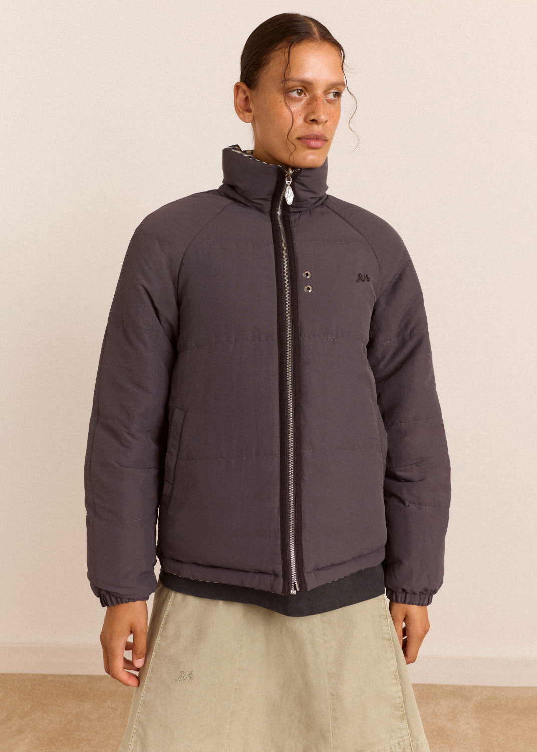 Damson Madder Reversible Opal Puffer - Mix Gingham