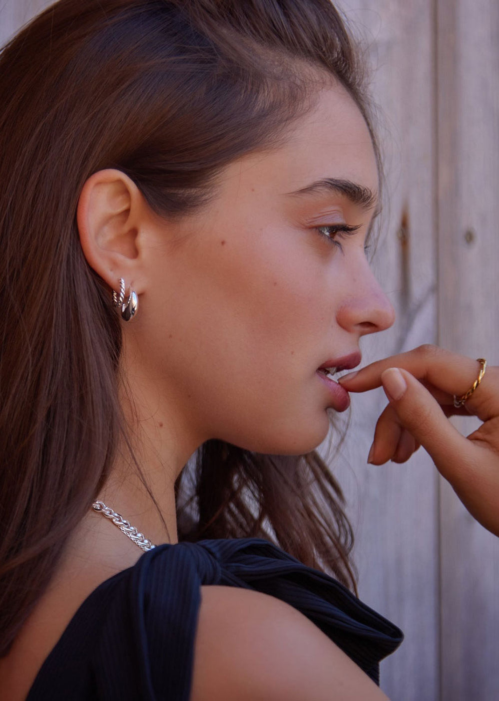 Orelia LUXE Tapered Dome Hoop Earrings - Silver