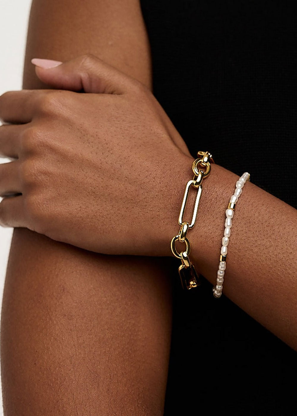 Orelia Rectangular Link T-Bar Bracelet - Gold