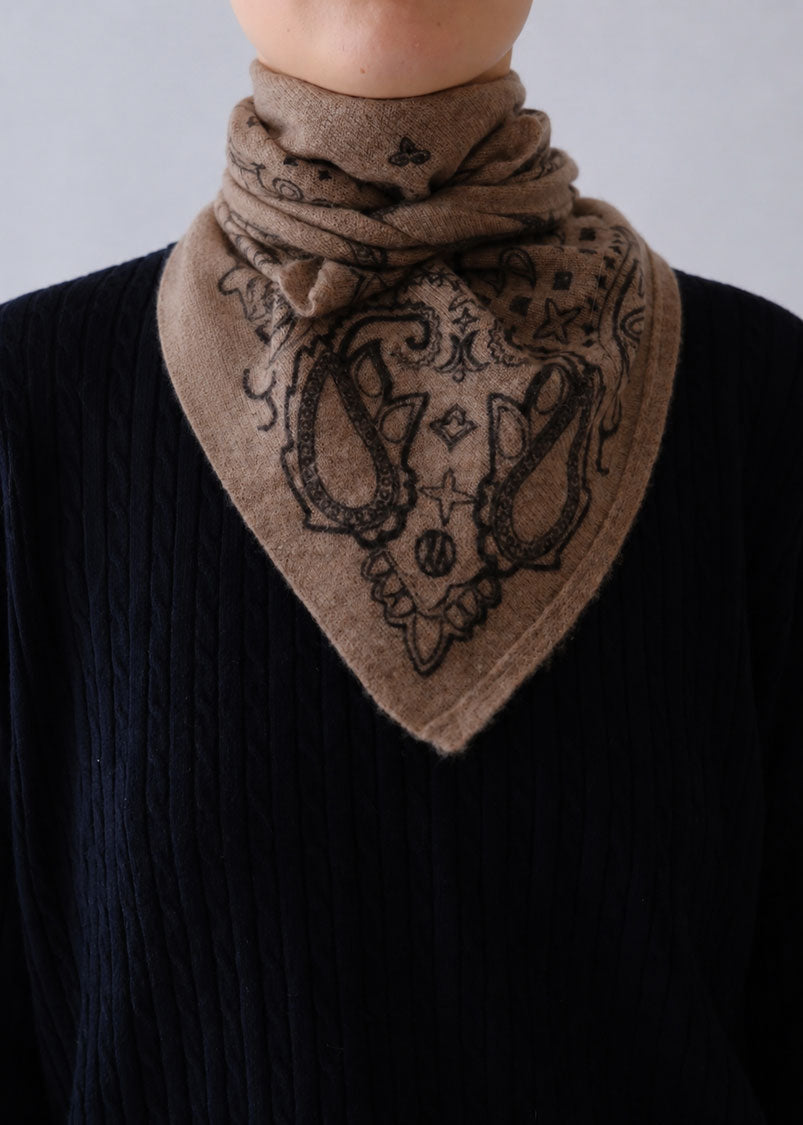 Lescarf Cashmere Paisley Scarf - Greige - 65cm