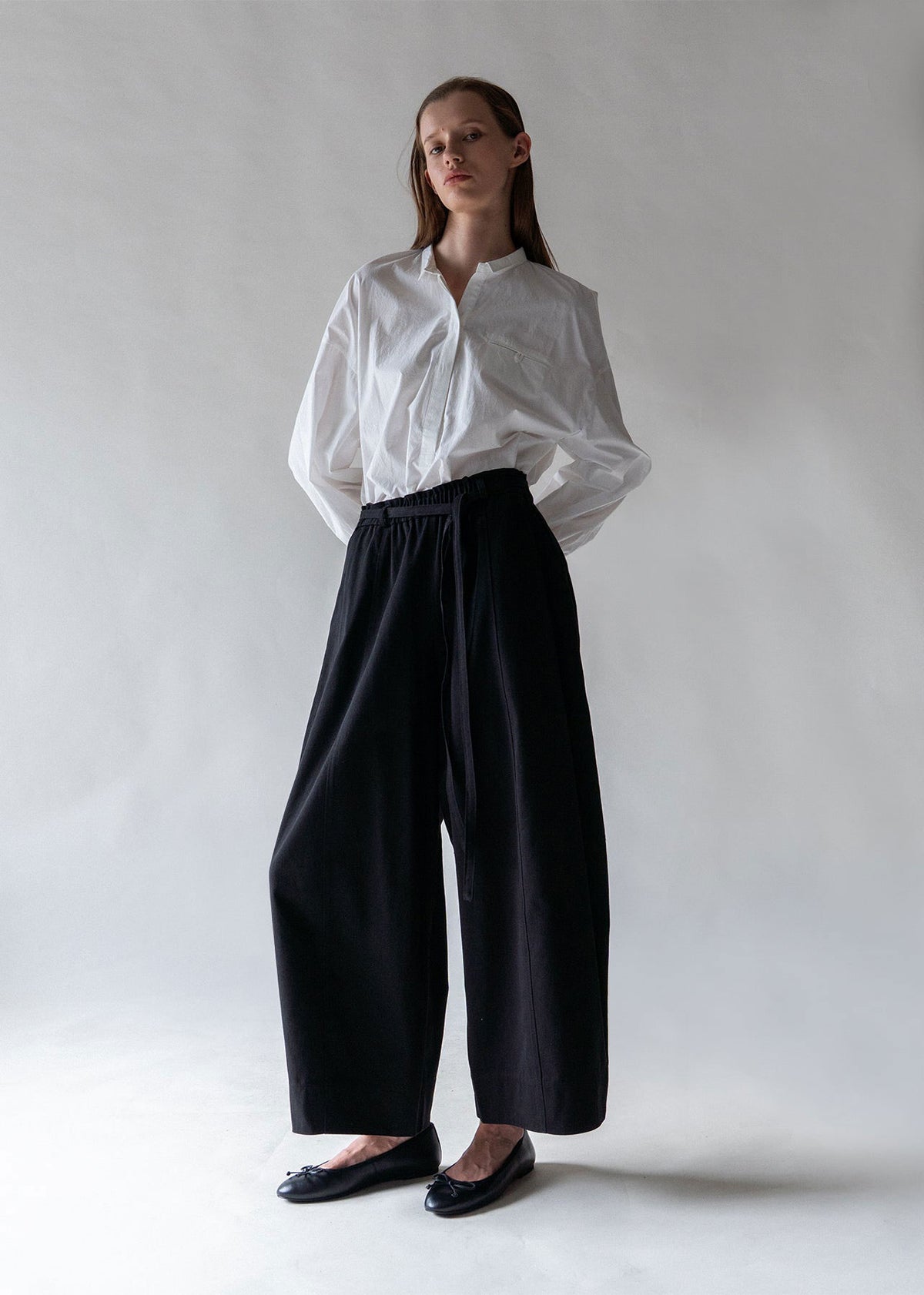 Emin and Paul Black Belted Relax Wide Trousers - Black