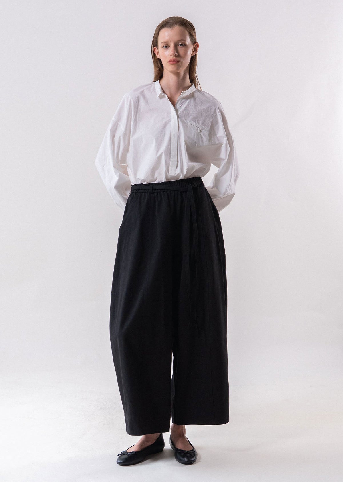 Emin and Paul Black Belted Relax Wide Trousers - Black