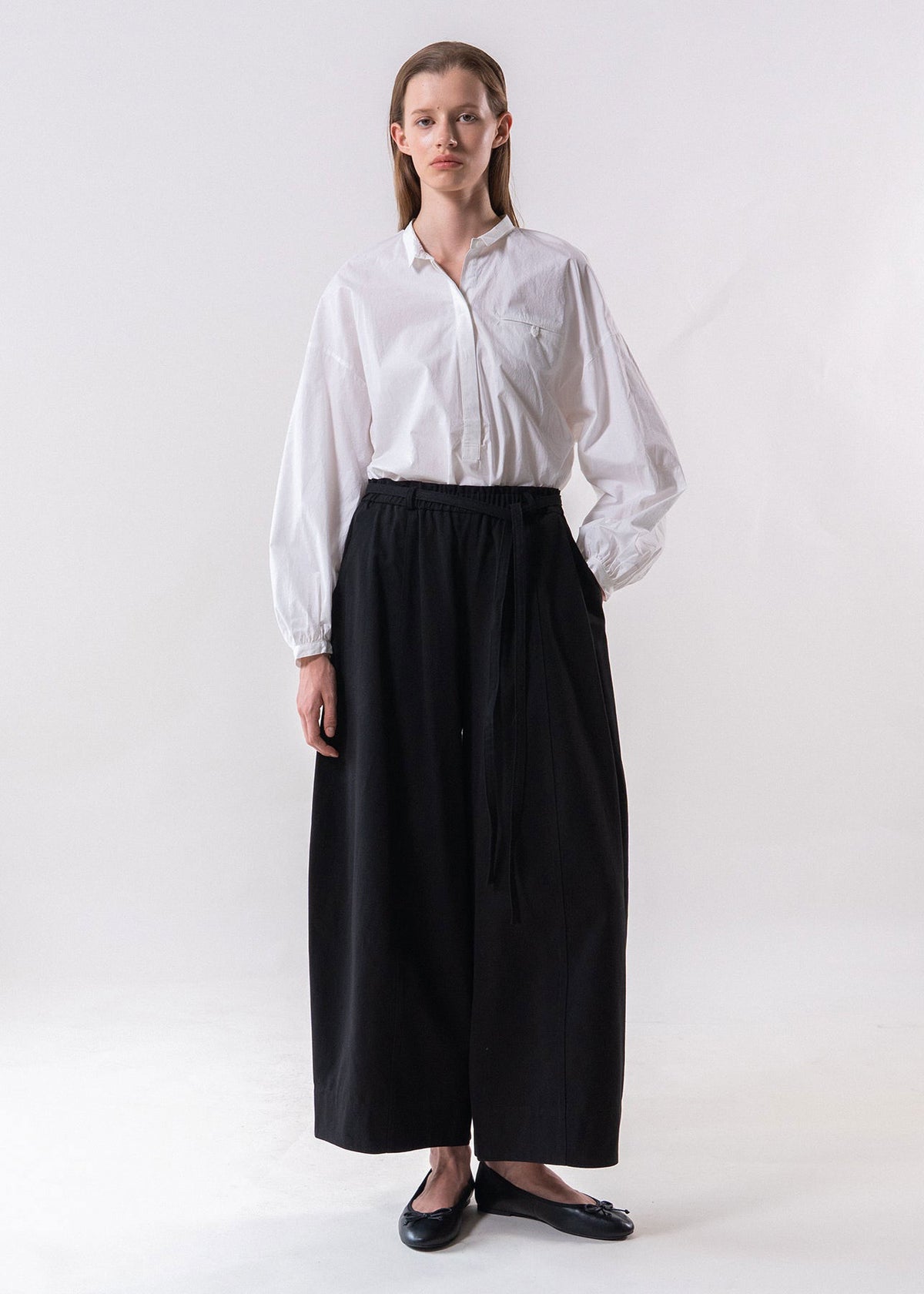 Emin and Paul Black Belted Relax Wide Trousers - Black