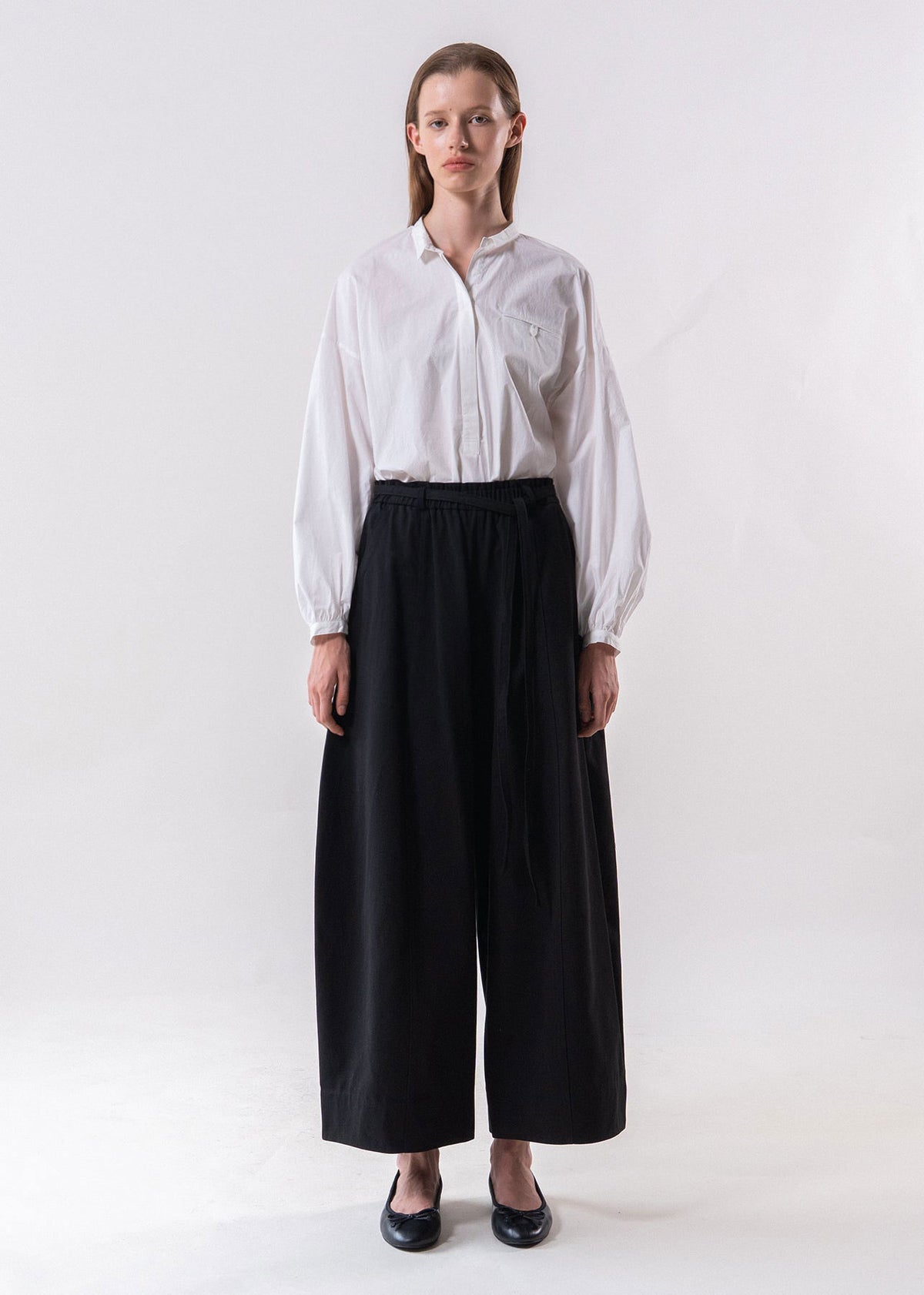 Emin and Paul Black Belted Relax Wide Trousers - Black