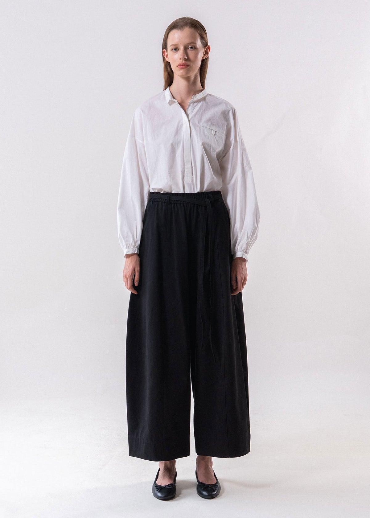 Emin and Paul Black Belted Relax Wide Trousers - Black