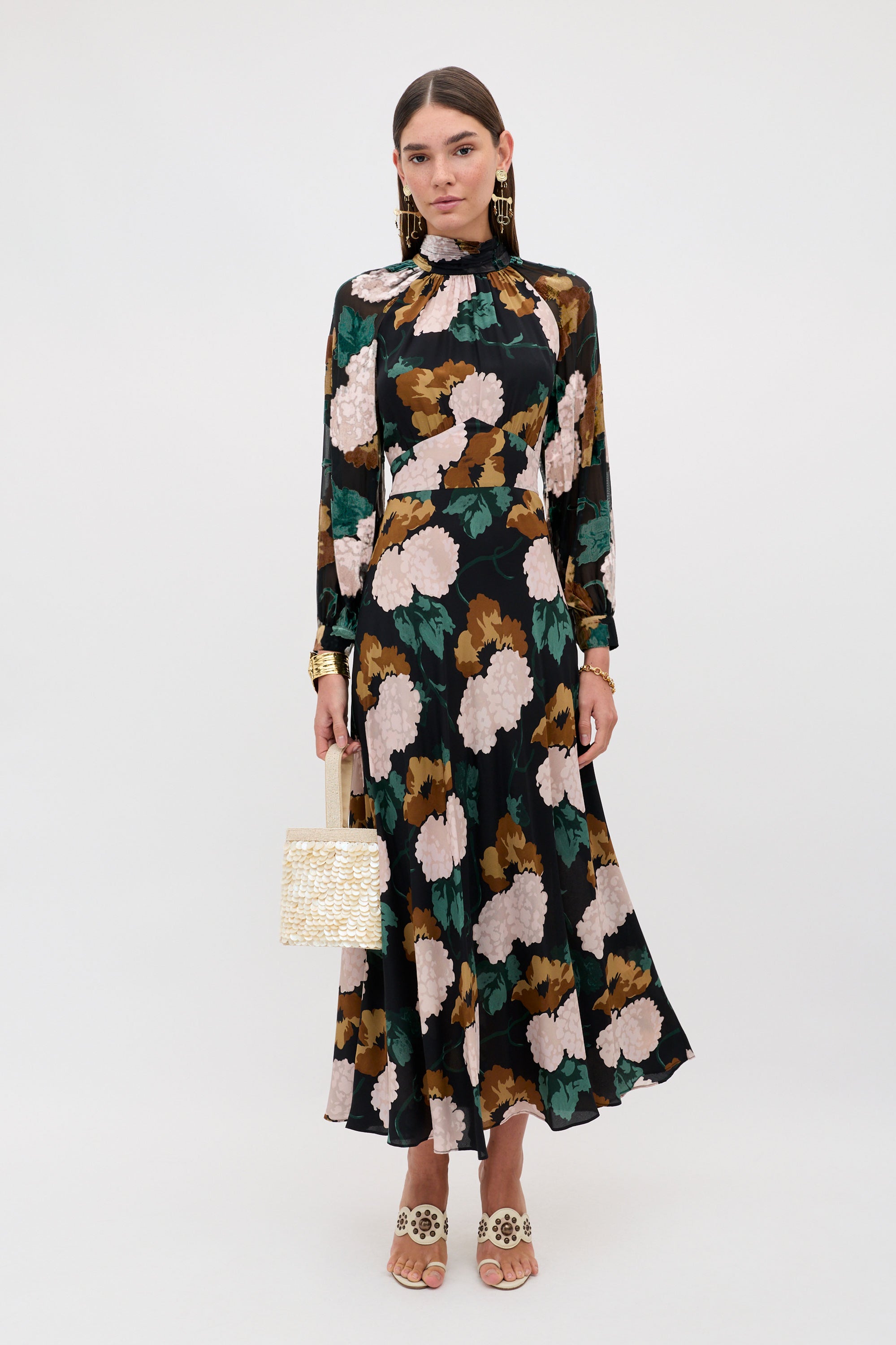Rixo Paige Dress - Hydrangea Floral Charcoal
