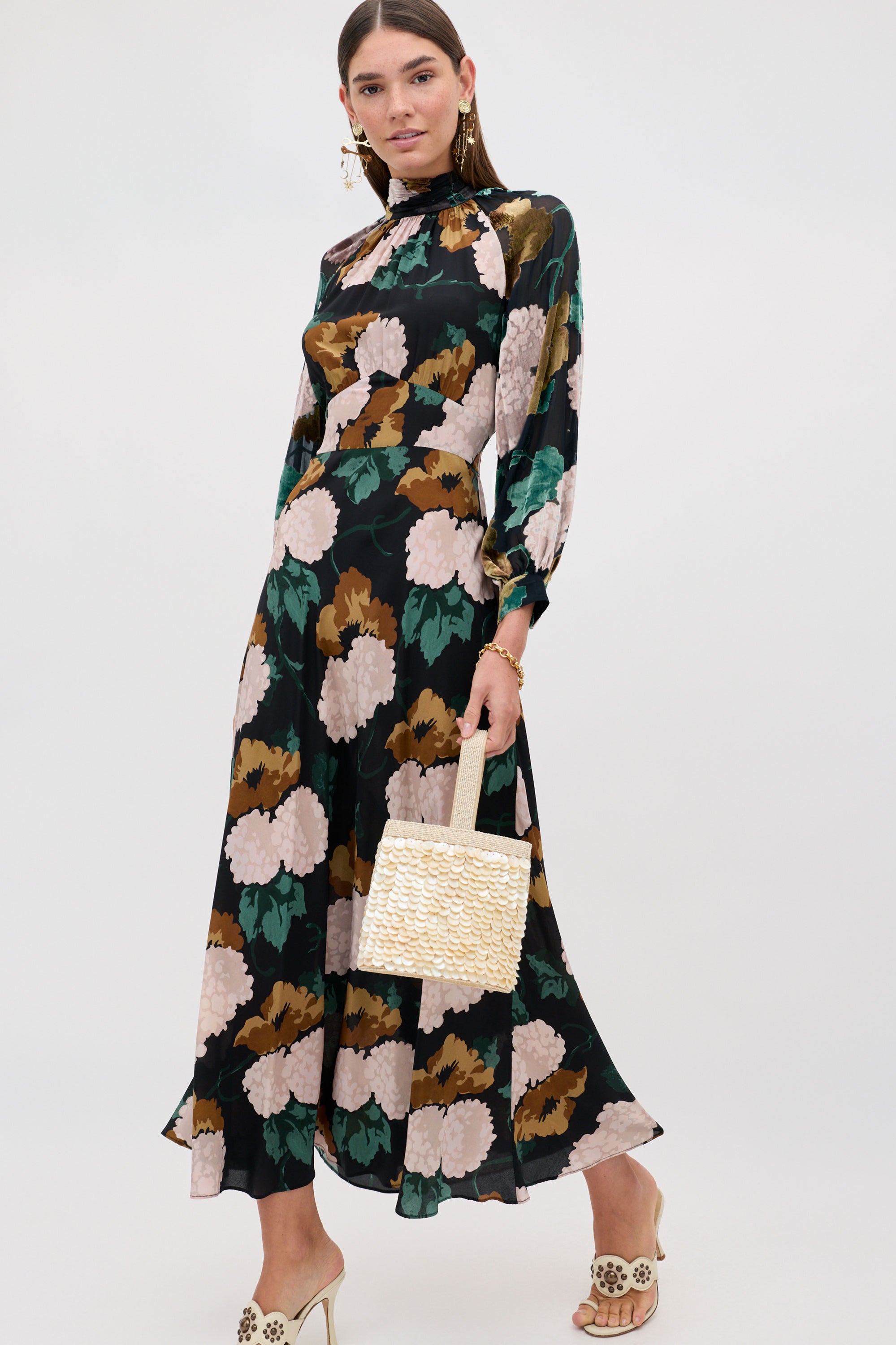 Rixo Paige Dress - Hydrangea Floral Charcoal
