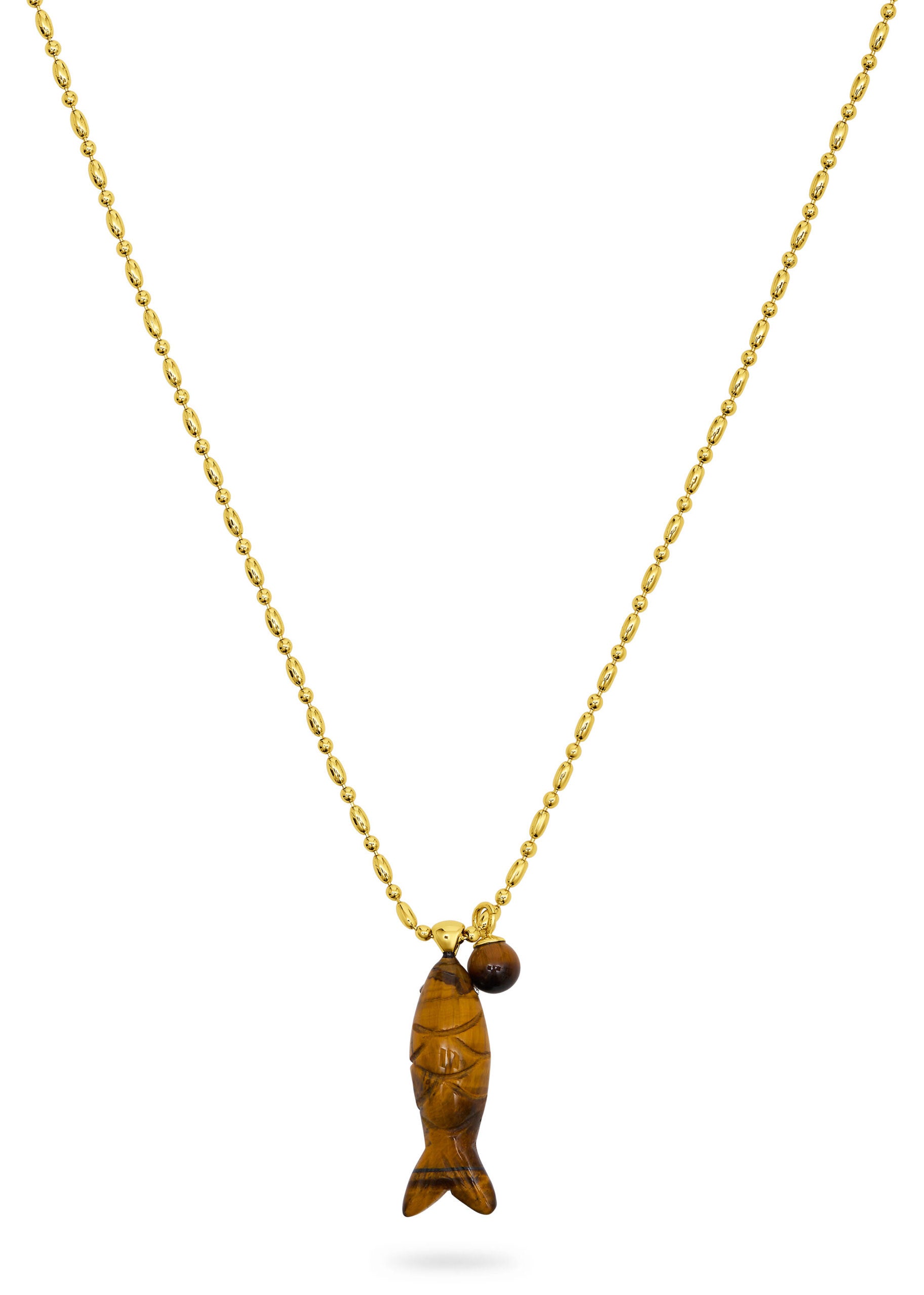 Talis Chains Happy Fish Pendant Necklace - Tiger’s Eye